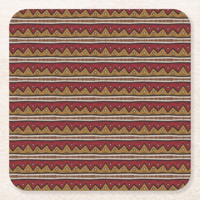 Tribal pattern square paper coaster (Front)