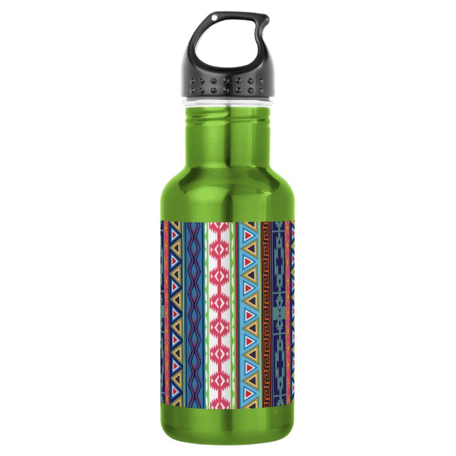 Tribal Pattern Stainless Steel Water Bottle (Front)
