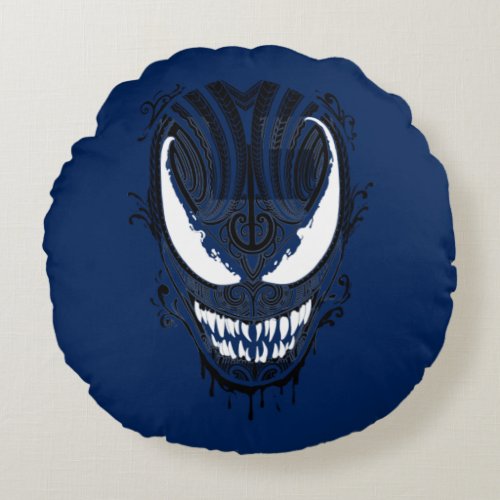 Tribal Pattern Symbiote Head Round Pillow