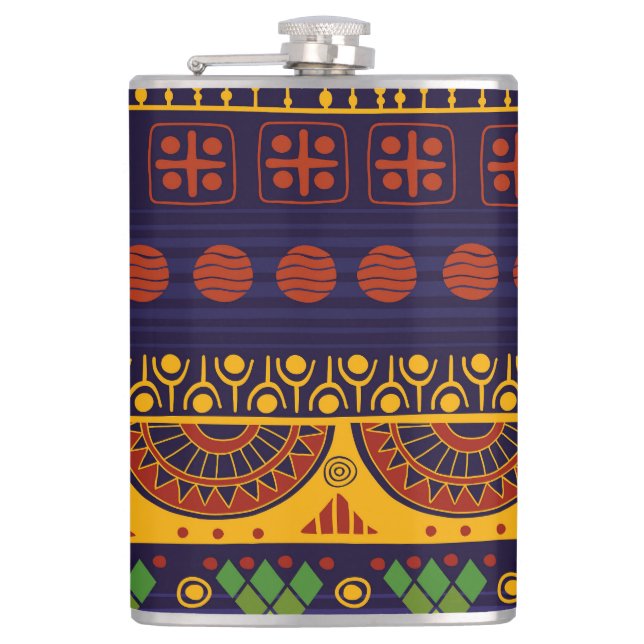 Tribal pattern, versatile for various uses. flask (Front)