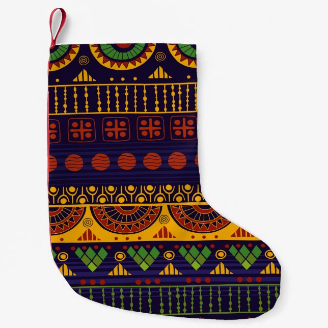 Tribal pattern, versatile for various uses. small christmas stocking (Front)