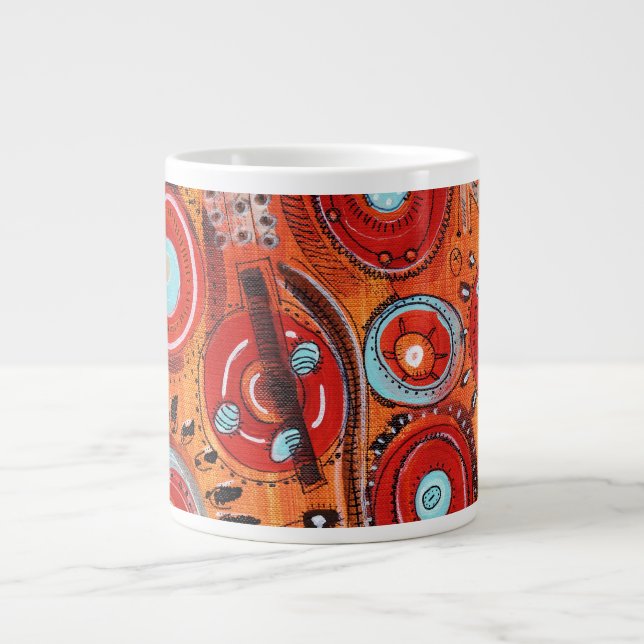 Tribal Pattern Warm Colors Giant Coffee Mug (Front)