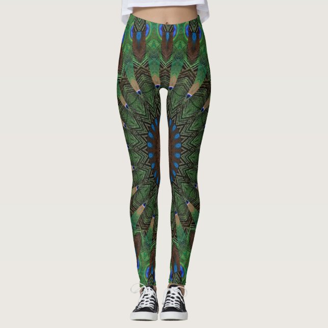 Tribal Pattern Yoga Gym Running Exercise Leggings (Front)