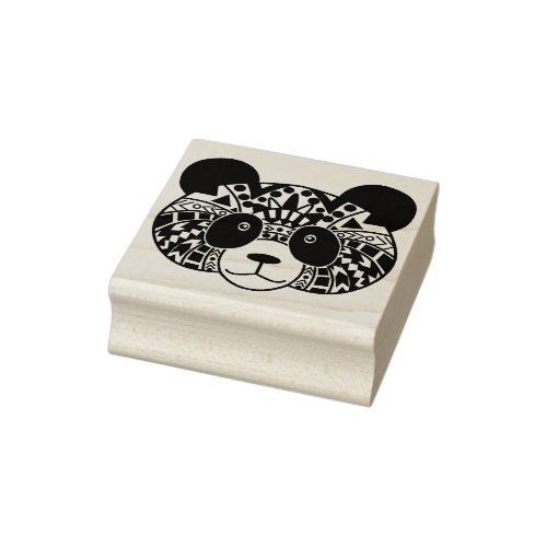 Tribal Patterned Happy Panda Rubber Stamp