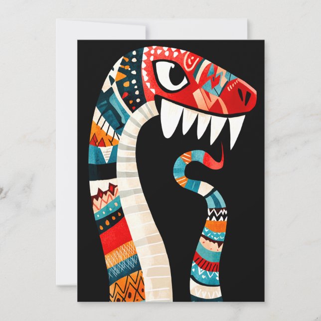 Tribal Patterned Snake with Bold Colors and Sharp  Invitation (Front)
