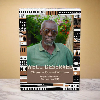 Tribal Patterns Retirement Gift for Black Dad Photo Block