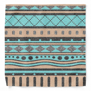 Tribal Peach And Turquoise Aztec Pattern Bandana