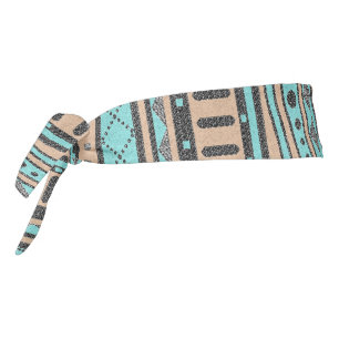 Tribal Peach And Turquoise Pattern Tie Headband