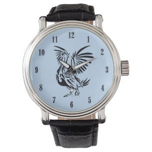 Tribal Pelican Art Black Numbers Blue Watch