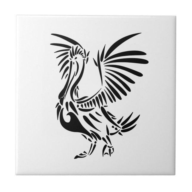 Tribal Pelican Art Ceramic Tile (Front)