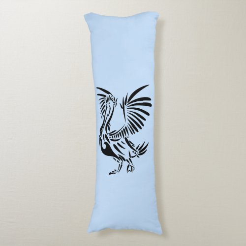 Tribal Pelican Art on Blue Body Pillow