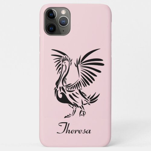 Tribal Pelican Art on Pink iPhone 11 Pro Max Case