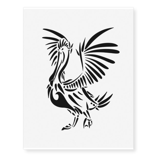 Tribal Pelican Art Temporary Tattoos (Front)