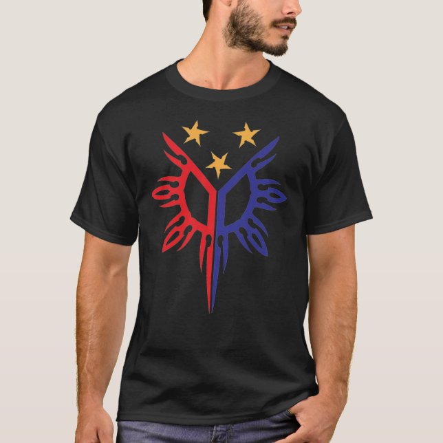 Tribal Philippines Filipino Sun and Stars Flag Ess T-Shirt (Front)