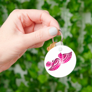 Tribal Pink Bird Stylized Magenta Phoenix Keychain