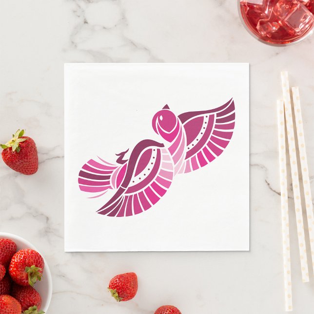 Tribal Pink Bird Stylized Magenta Phoenix Napkins (Creator Uploaded)