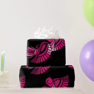 Tribal Pink Bird Stylized Magenta Phoenix Wrapping Paper