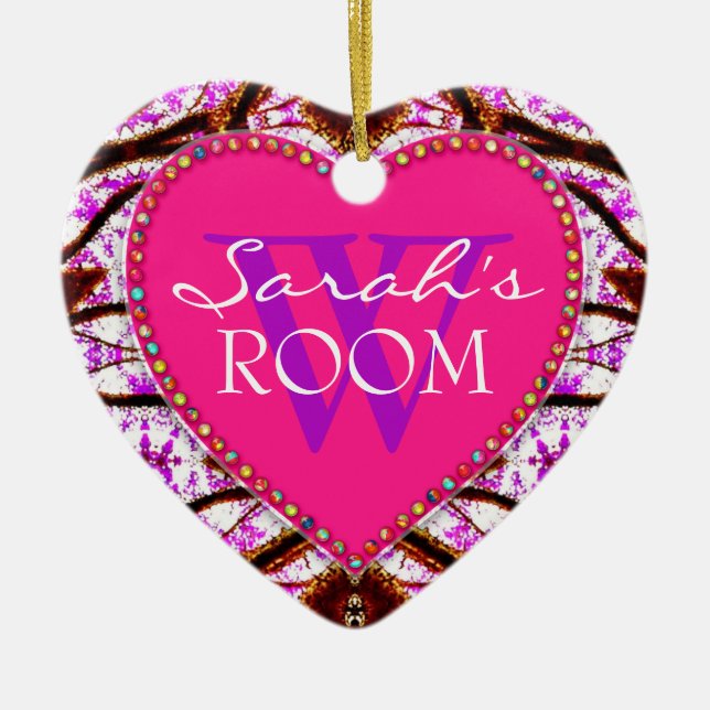 Tribal Pink Door Name Heart Ornament (Front)