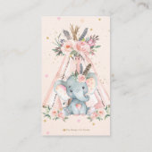Tribal Pink Floral Elephant Baby Diaper Raffle  En Enclosure Card (Back)