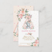 Tribal Pink Floral Elephant Baby Diaper Raffle  En Enclosure Card (Front/Back)