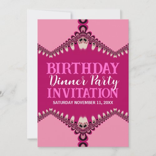 Tribal Pink Lace Birthday Dinner Party Invitations