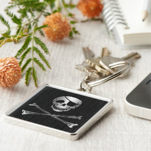 Tribal Pirate Silver & Black Keychain