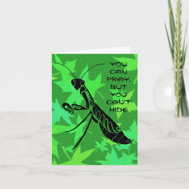 Tribal praying mantis birthday card (Front)