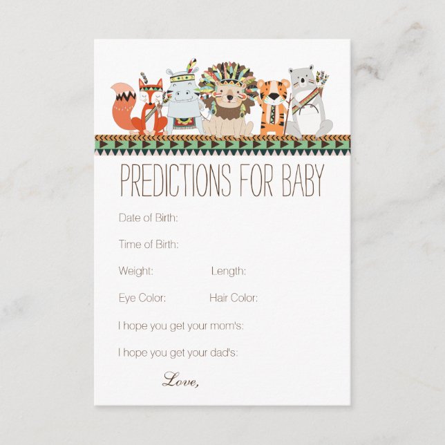 Tribal Predictions Advice for Parents Baby Shower Card (Front)