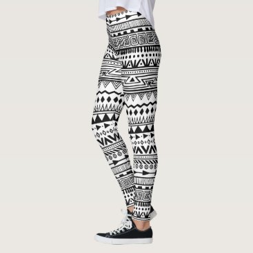 Tribal Print Black and White Aztec Pattern Boho Leggings Tribal Print Black and White Aztec Pattern Boho Leggings
