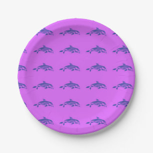 Tribal purple dolphins Thunder_Cove Paper Plates