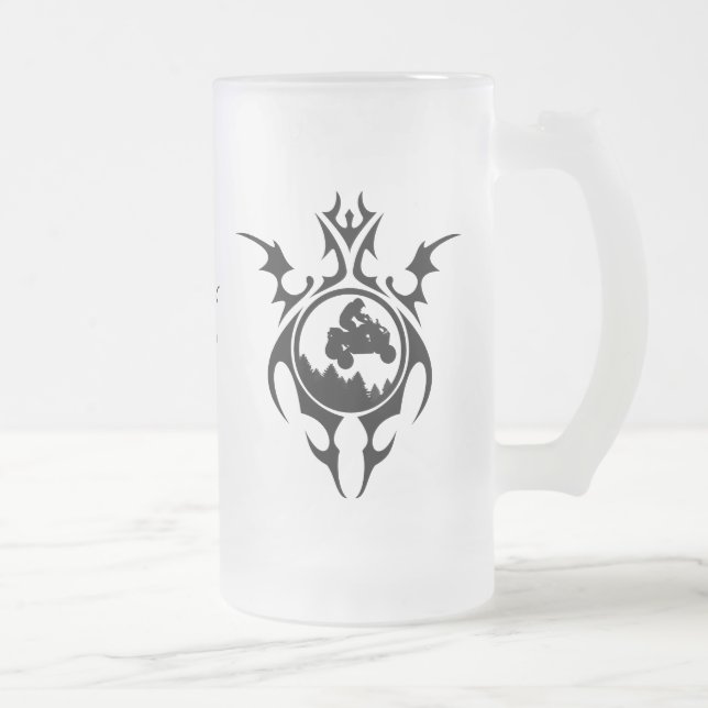 tribal quads frosted glass beer mug (Right)