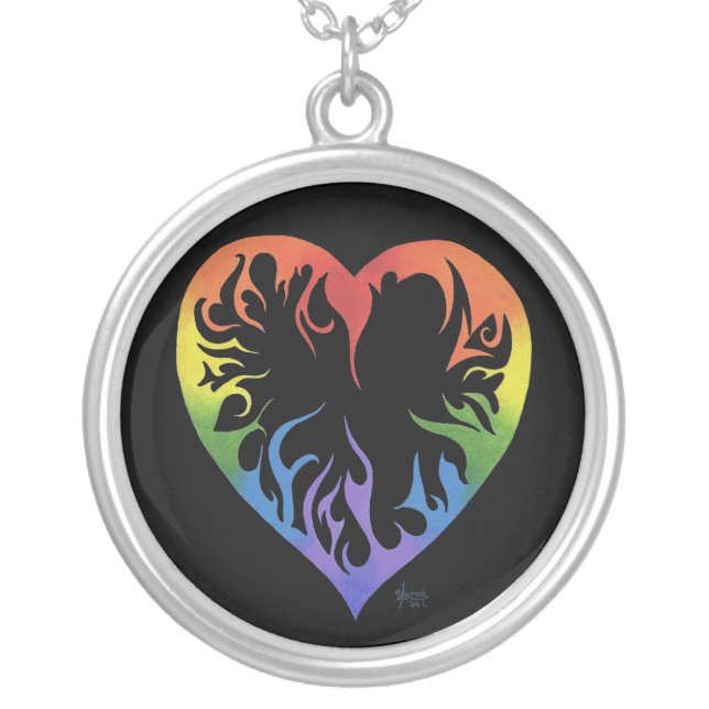 Tribal Rainbow Heart Necklace (Front)