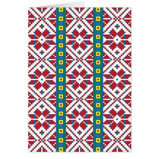 Tribal red, blue, and white star geometric pattern (Front)