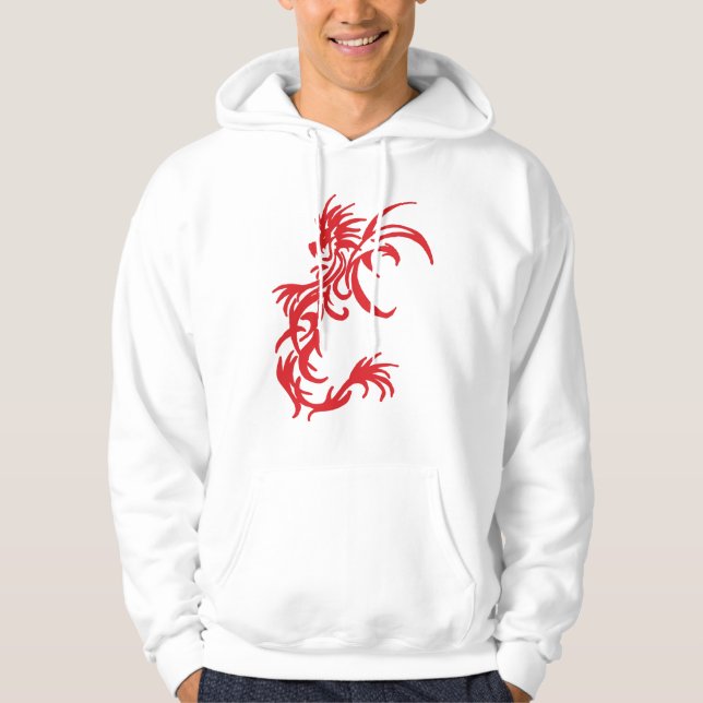 tribal red dragon and Black Dragon Hoodie (Front)