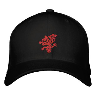 tribal red dragon embroidered baseball hat