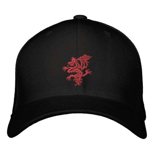tribal red dragon embroidered baseball hat (Front)