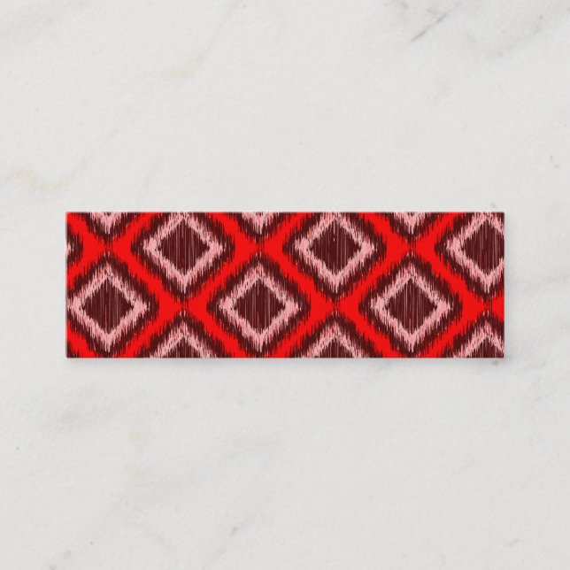Tribal Red Ikat Modern Chic Pattern Mini Business Card (Front)