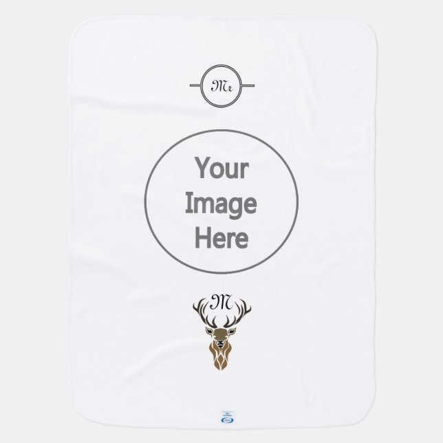 Tribal Red Stag Monogram Baby Blanket (Back)