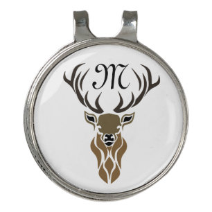 Tribal Red Stag Monogram Golf Hat Clip