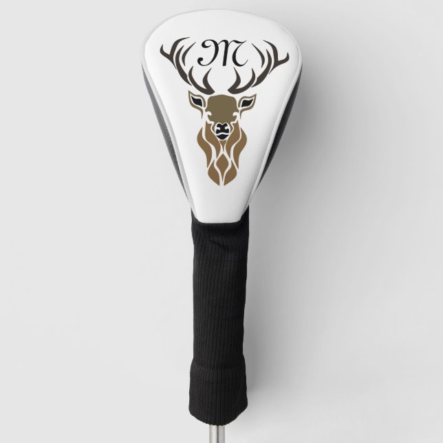 Tribal Red Stag Monogram Golf Head Cover (Front)