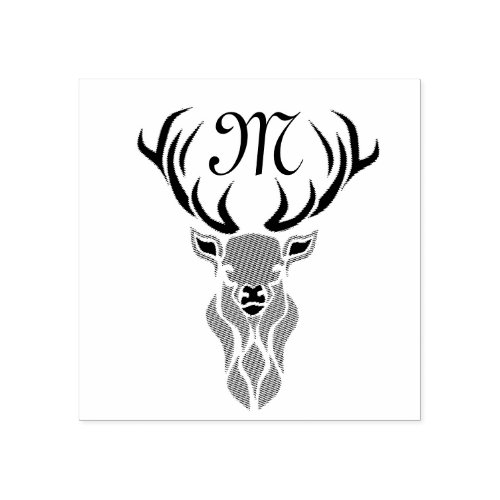 Tribal Red Stag Monogram Rubber Stamp