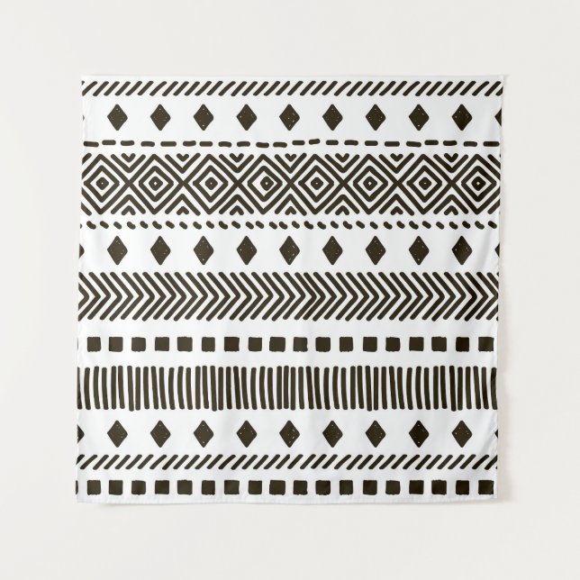 Tribal Rhythms: Ethnic Geometric Patterns Tapestry (Front)