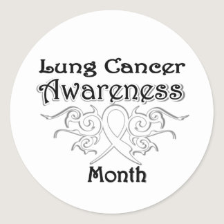 Tribal Ribbon - Lung Cancer Awareness Month Classic Round Sticker