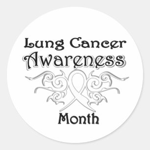 Tribal Ribbon - Lung Cancer Awareness Month Classic Round Sticker