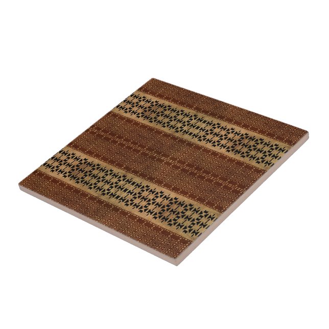 Tribal Rich Brown Mudcloth Ceramic Tile (Side)