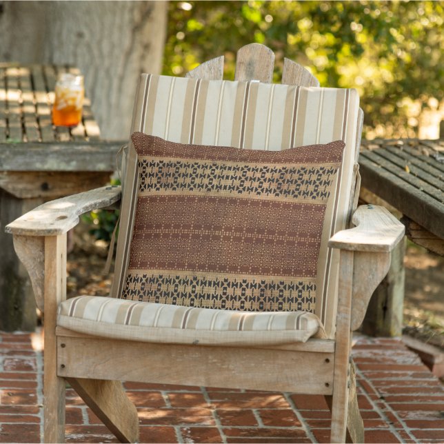 Tribal Rich Brown Mudcloth Outdoor Pillow (Chair)