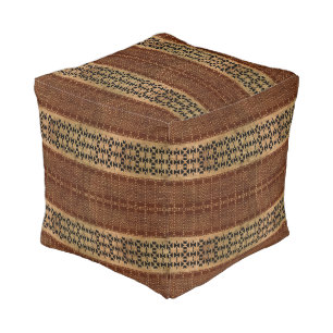 Tribal Rich Brown Mudcloth Pouf