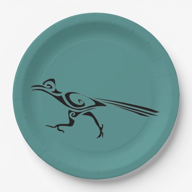 Tribal Roadrunner Silhouette Paper Plates (Front)