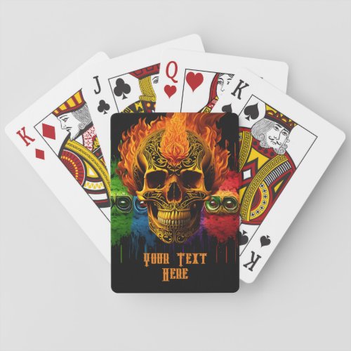  Tribal Rock N Roll Skull biker Flames personalize Poker Cards