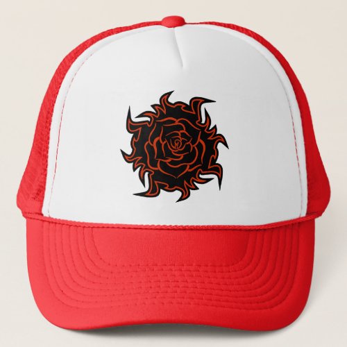 Tribal Rose in Black and Orange Hat